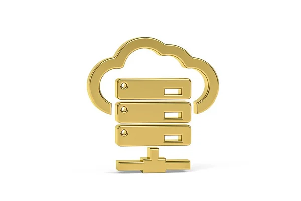 Golden 3d cloud computing icon isolated on white background - 3d render