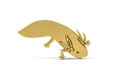Altın 3d simgesi - Meksika Ambystoması, Semender, Axolotl - beyaz arkaplanda izole edilmiş - 3D görüntüleme