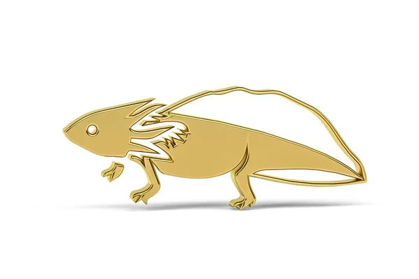Значок Golden Мексиканская Амбистома Саламандра Аксолотль Выделен Белом Фоне Рендеринг — стоковое фото