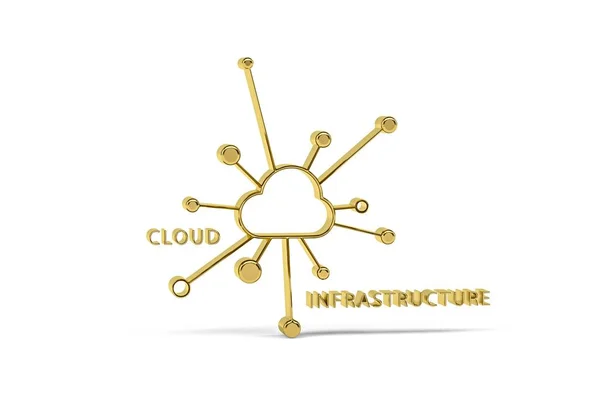Golden 3d cloud infrastructure icon isolated on white background - 3d render