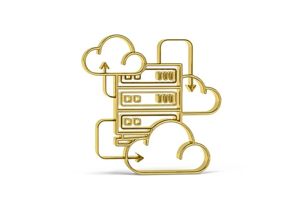 Golden 3d cloud infrastructure icon isolated on white background - 3d render