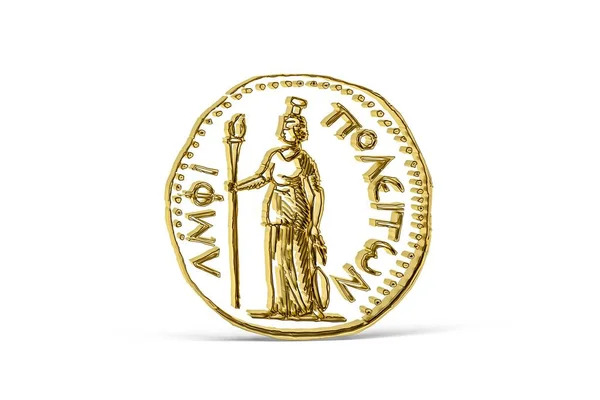 Золотая Трехмерная Иконка Старинной Монеты Белом Фоне Рендеринг — стоковое фото