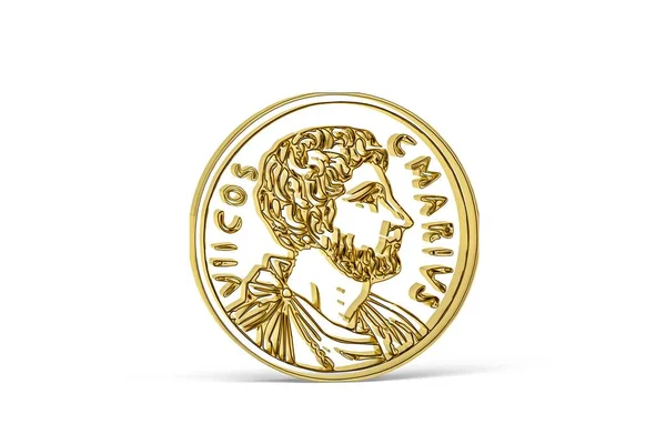Золотая Трехмерная Иконка Старинной Монеты Белом Фоне Рендеринг — стоковое фото