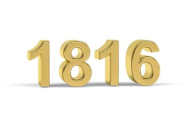 Altın 3D numara 1816 - Yıl 1816 Beyaz zemin üzerinde izole edilmiş - 3D oluşturma