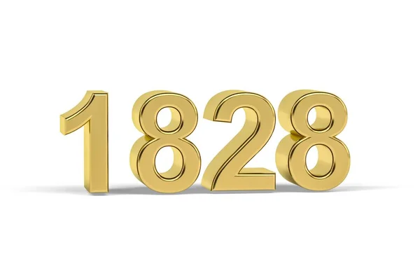 Золотий Номер 1828 Рік 1828 Ізольований Білому Тлі Рендеринга — стокове фото