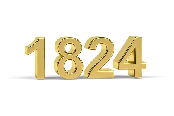 Oro Número 1824 Año 1824 Aislado Sobre Fondo Blanco Render — Foto de Stock