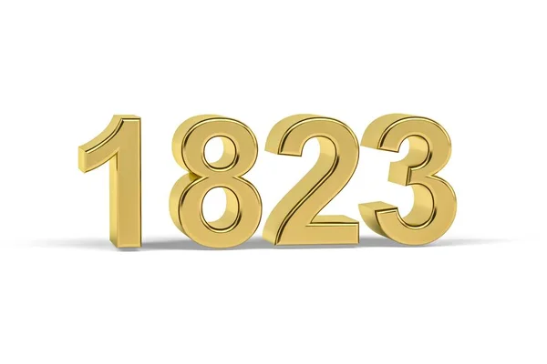 Золотое Трехмерное Число 1823 1823 Год Белом Фоне Трехмерное Отображение — стоковое фото