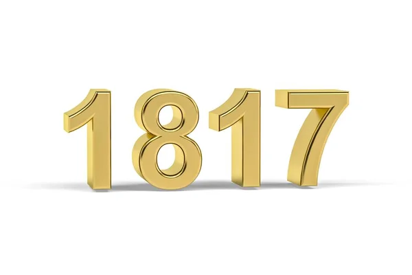 Número Dourado 1817 Ano 1817 Isolado Fundo Branco Renderização — Fotografia de Stock