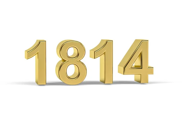 Золотое Трехмерное Число 1814 Год 1814 Выделен Белом Фоне Трехмерное — стоковое фото