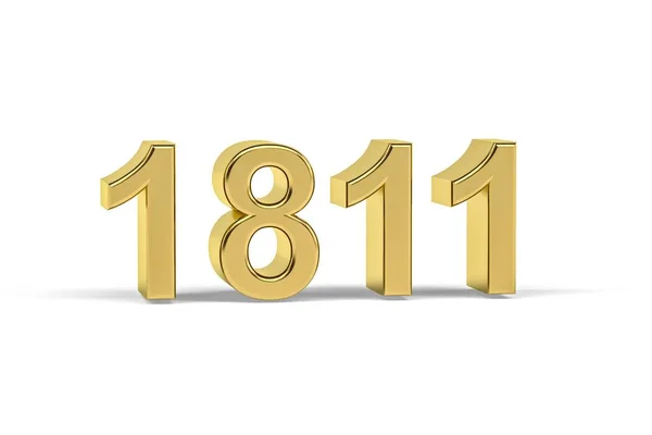 Golden Number 1811 Jaar 1811 Geïsoleerd Witte Achtergrond Render — Stockfoto