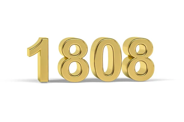 Zlaté Číslo 1808 Rok 1808 Izolované Bílém Pozadí Vykreslení — Stock fotografie