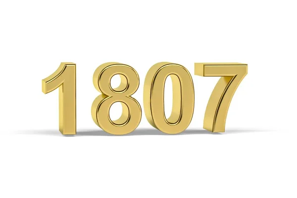 Golden Number 1807 Year 1807 Isolated White Background Render — 图库照片