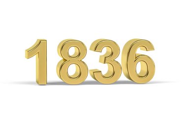 Altın 3D numara 1836 - Yıl 1836 Beyaz zemin üzerinde izole edilmiş - 3D görüntüleme