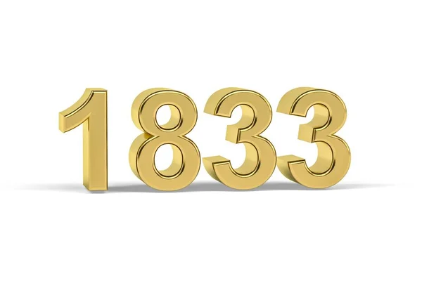 Golden Number 1833 Year 1833 Isolated White Background Render — 图库照片