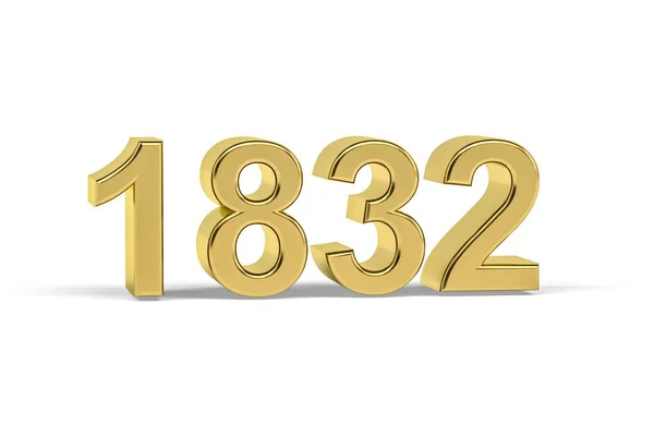 Oro Número 1832 Año 1832 Aislado Sobre Fondo Blanco Render — Foto de Stock