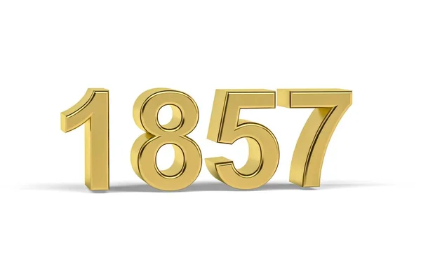 Golden Number 1857 Year 1857 Isolated White Background Render — 图库照片