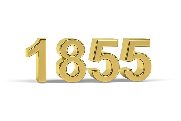 Golden Number 1855 Year 1855 Isolated White Background Render — Stock Photo, Image