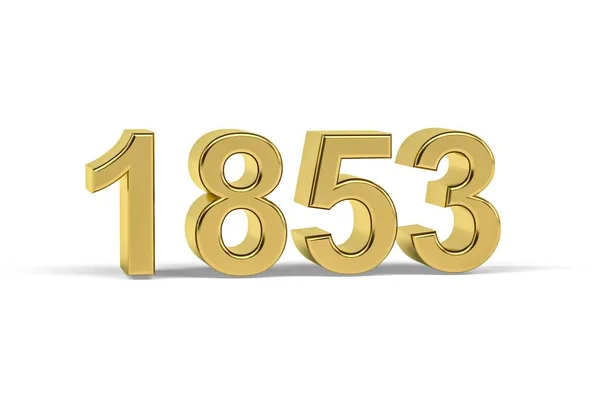 Golden Number 1853 Jaar 1853 Geïsoleerd Witte Achtergrond Render — Stockfoto