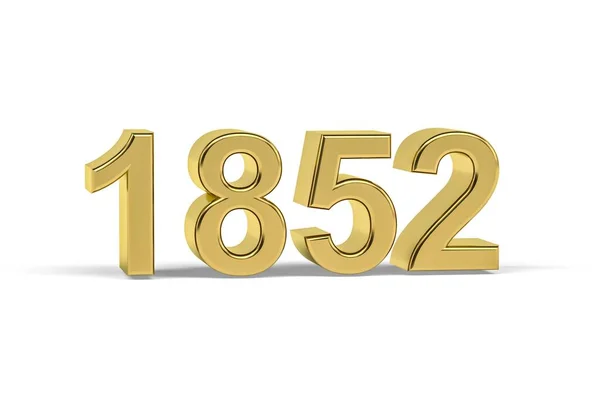 Número Dourado 1852 Ano 1852 Isolado Fundo Branco Renderização — Fotografia de Stock