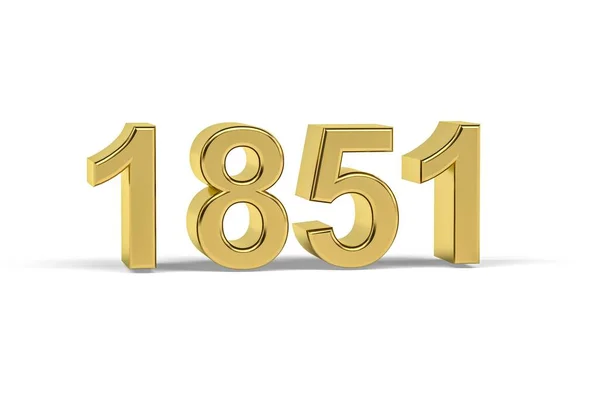 Golden Number 1851 Jaar 1851 Geïsoleerd Witte Achtergrond Render — Stockfoto