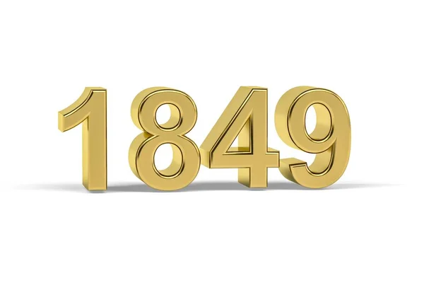 Golden Number 1849 Jaar 1849 Geïsoleerd Witte Achtergrond Render — Stockfoto