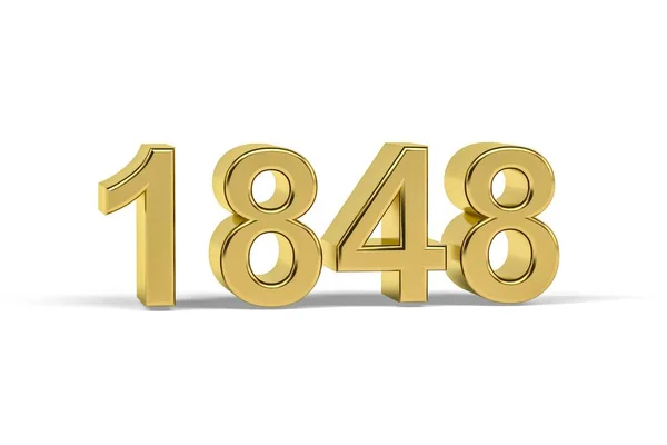 Número Dourado 1848 Ano 1848 Isolado Fundo Branco Renderização — Fotografia de Stock