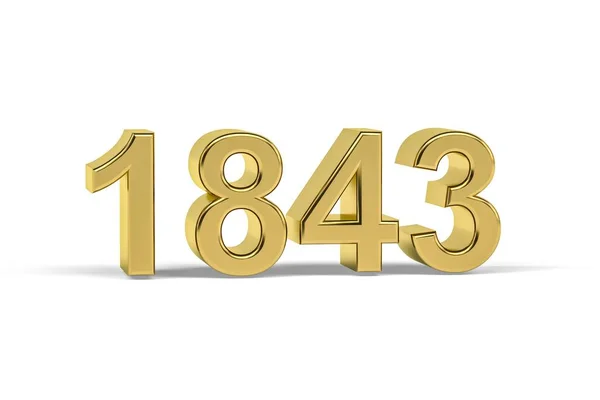 Número Dourado 1843 Ano 1843 Isolado Fundo Branco Renderização — Fotografia de Stock