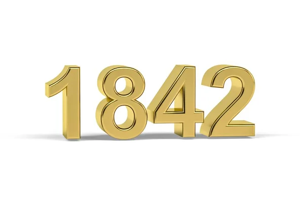 黄金の3D番号1842 白い背景に隔離された1842年 3Dレンダリング — ストック写真