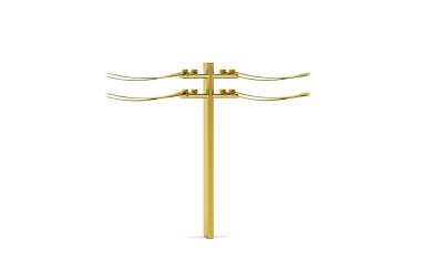 Beyaz arkaplanda izole edilmiş altın 3d yüksek voltaj direği simgesi - 3d oluşturma