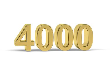 Altın 3D numara 4000 - 4000 Yıl Beyaz zemin üzerinde izole edilmiş - 3D oluşturma