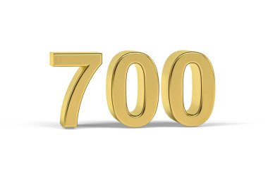 Altın 3D numara 700 - Yıl 700 beyaz arka planda izole - 3D oluşturma