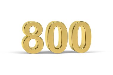 Altın 3D numara 800 - 800. yıl beyaz arkaplanda izole edilmiş - 3D görüntüleme