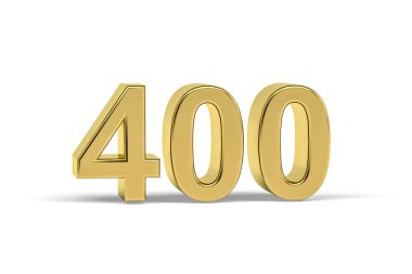 Altın 3D numara 400 - Beyaz arkaplanda izole edilmiş 400 Yıl - 3D görüntüleme