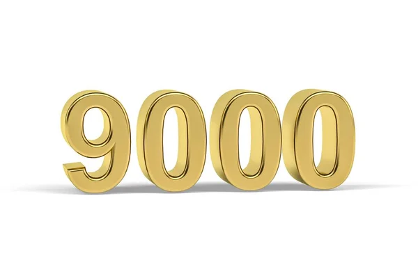 Золотое Число 9000 Год 9000 Изолирован Белом Фоне Рендеринг — стоковое фото