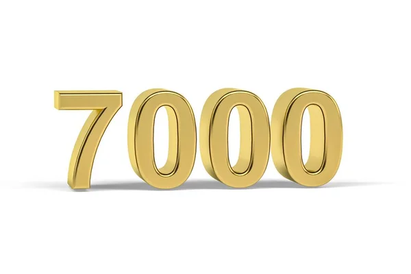 Golden Nummer 7000 7000 Isolerad Vit Bakgrund Render — Stockfoto