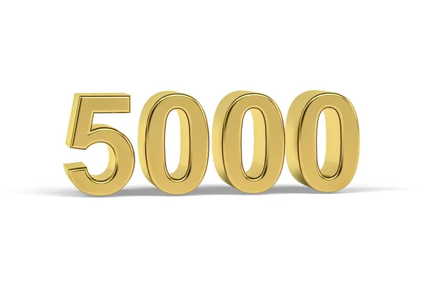 Golden Número 5000 Ano 5000 Isolado Fundo Branco Renderização — Fotografia de Stock