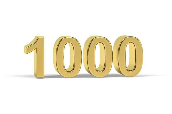 Золотое Трехмерное Число 1000 Год 1000 Изолирован Белом Фоне Трехмерное — стоковое фото