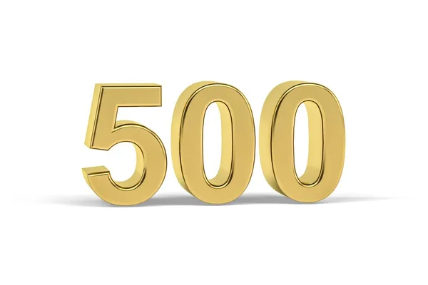 Número Dourado 500 Ano 500 Isolado Fundo Branco Renderização — Fotografia de Stock