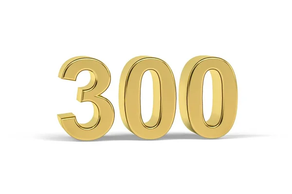 Golden Número 300 Ano 300 Isolado Fundo Branco Renderização — Fotografia de Stock