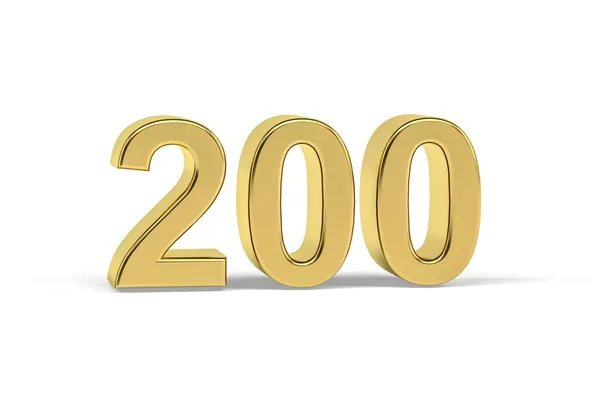 Golden Numero 200 Anno 200 Isolato Sfondo Bianco Rendering — Foto Stock