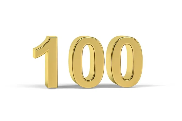 Golden Nummer 100 100 Isolerad Vit Bakgrund Render — Stockfoto