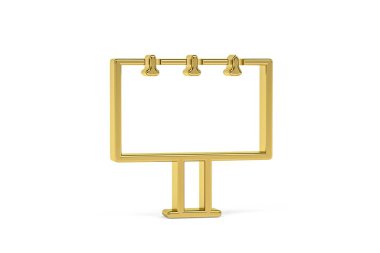 Beyaz arkaplanda izole edilmiş Altın 3d reklam panosu simgesi - 3d oluşturma