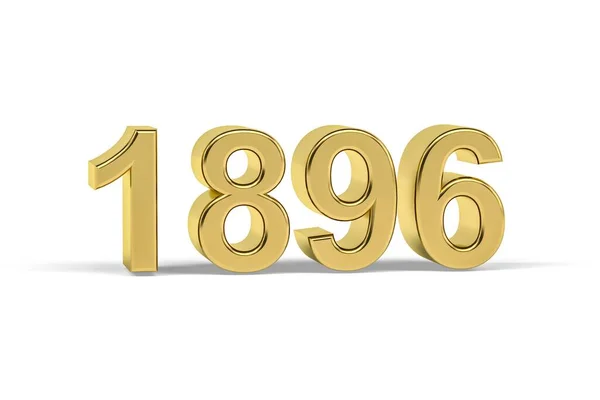 Número Dourado 1896 Ano 1896 Isolado Fundo Branco Renderização — Fotografia de Stock