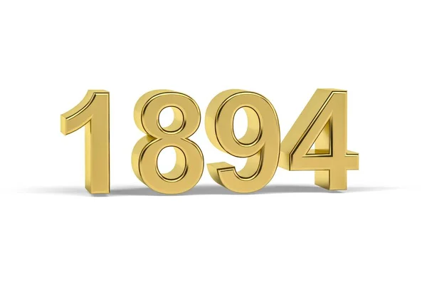 Goldene Zahl 1894 Jahr 1894 Isoliert Auf Weißem Hintergrund Renderer — Stockfoto