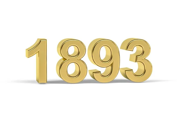 Goldene Zahl 1893 Jahr 1893 Isoliert Auf Weißem Hintergrund Renderer — Stockfoto