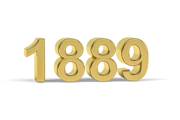 Golden Numero 1889 Anno 1889 Isolato Sfondo Bianco Rendering — Foto Stock