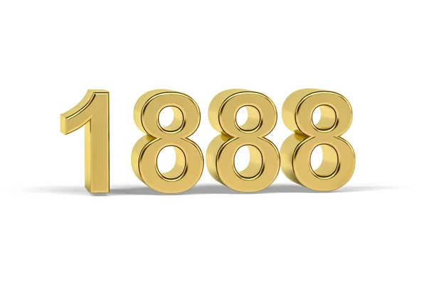 Golden Number 1888 Year 1888 Isolated White Background Render — Stock Photo, Image