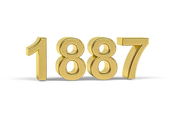 Golden Number 1887 Year 1887 Isolated White Background Render — 图库照片