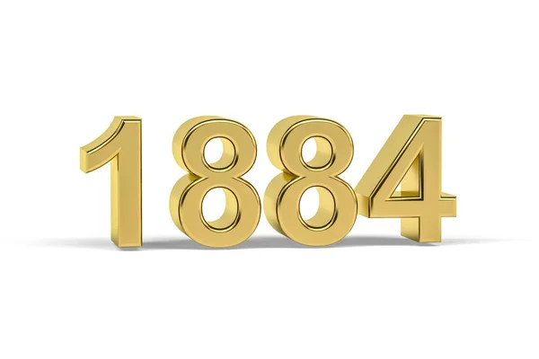 Golden Numéro 1884 Année 1884 Isolé Sur Fond Blanc Rendu — Photo