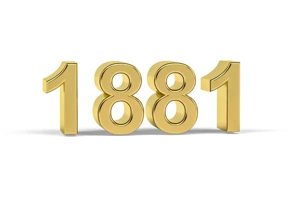 Golden Number 1881 Year 1881 Isolated White Background Render — Stock Photo, Image